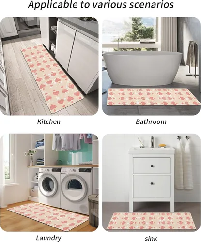 Miniatura 5 de Tapete de baño con diseño geométrico de rayas amorosas para bañera, antideslizante, de secado rápido y absorbente, de tierra de diatomeas, tapete