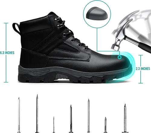 Miniatura 6 de Jousen Botas de acero con punta para hombre, impermeables, de combate, tácticas, militares, aisladas, botas de trabajo para hombres