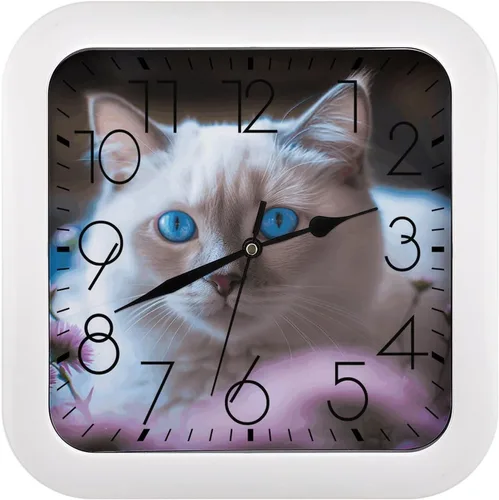Miniatura 25 de 10" Square Modern Wall Clock,Americana Flag Deer Print Kitchen Clocks Wall Battery Operated,Silent Non Ticking Unique Funny Cute Wall Clock for