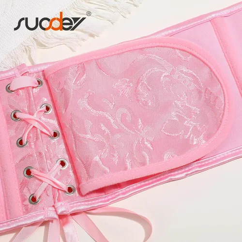 Miniatura 55 de SUOSDEY Cinturón de corsé de jacquard para mujer, corsé pirata steampunk renacentista con cordones y cordones