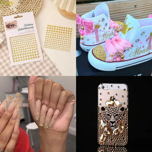 Miniatura 5 de Gel dorado con purpurina corporal y 2 hojas de diamantes de imitación para la cara, maquillaje con purpurina facial y joyas para el cabello, gemas