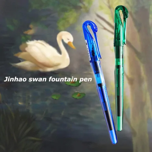 Miniatura 2 de Juego de 12 piezas de plumas estilográficas Jinhao Swan Fude de punta curvada (de fino a ancho) color transparente con estuche desechable