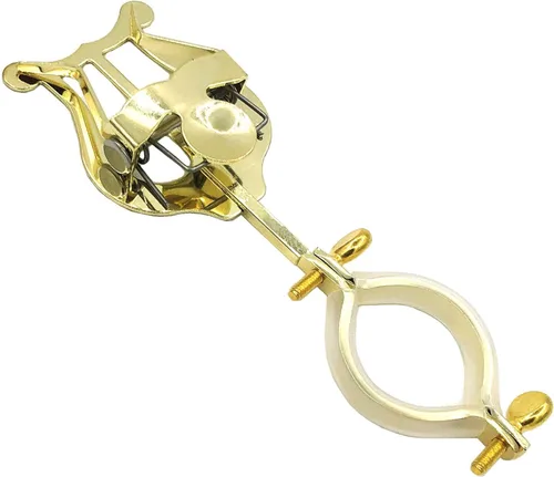 Miniatura 2 de Lira para Clarinete - Soporte Abrazadera Chapado en Metal para Partituras para Banda de Marcha - Dorado, 5.98 x 2.06 pulgadas