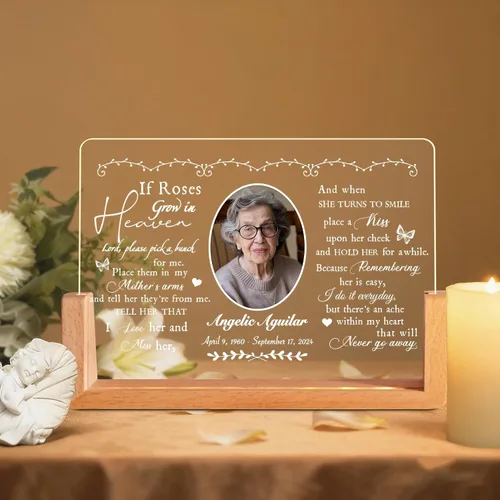 Miniatura 13 de Placa de luz conmemorativa personalizada con foto, regalo de condolencias personalizado por la pérdida de mamá, papá o ser querido, recuerdo