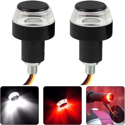 AICEL - Luces LED para el extremo del manillar de motocicleta, luz indicadora de giro del manillar, enchufe de extremo de agarre del manillar de