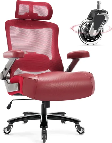 Miniatura 12 de Silla de oficina grande y alta, 600 libras con brazos abatibles 3D, reposacabezas ajustables, ruedas grandes resistentes, silla de escritorio Brazo