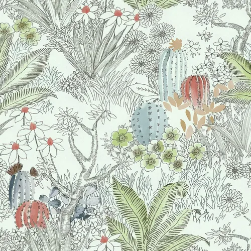 Wudnaye Papel tapiz bohemio para despegar y pegar, papel tapiz Catus de 17.7 x 118.1 pulgadas, papel tapiz floral vintage para despegar y pegar,