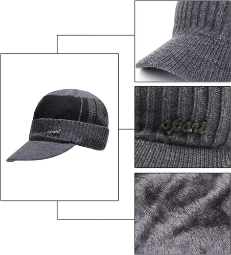 Miniatura 4 de Gorro de invierno para hombre con forro polar, con visera
