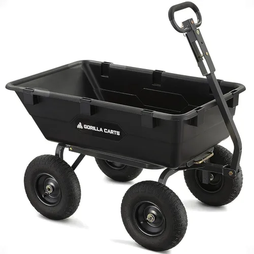 Miniatura 12 de Gorilla Carts Poly Garden Carro Volquete, Contenedor de 4 Pies Cúbicos, Capacidad de Transporte de 600 Libras, Verde – Vagón Utilitario de Servicio