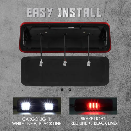 Miniatura 8 de 3ª luz de freno de montaje alto compatible con Ford F150 2004 2005 2006 2007 2008, Ford Explorer Sport Trac 07-10, Lincoln Mark LT 06-08 Lincoln Rojo