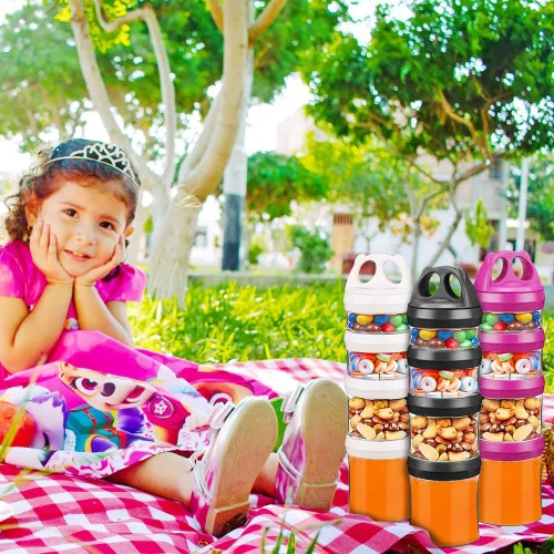 Miniatura 8 de BeneLabel Contenedores apilables de almacenamiento de alimentos con sistema de bloqueo giratorio, contenedores Tritan sin BPA para viajes, fórmula