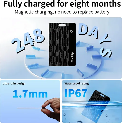 Miniatura 6 de Tarjeta de seguimiento de cartera [certificado Apple MFi] (iOS y Android), tarjeta de seguimiento Bluetooth, tarjeta de seguimiento inteligente