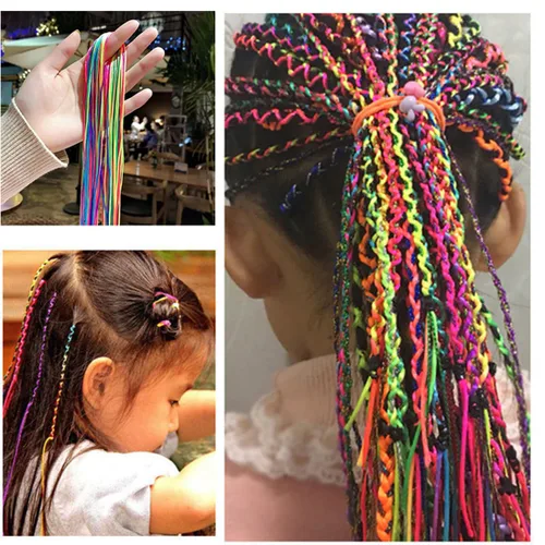 Miniatura 5 de Juego de 50 trenzas de pelo surtidas con colores degradados, trenzados, para trenzas de cola de caballo, mujeres y niñas, accesorios de peinado