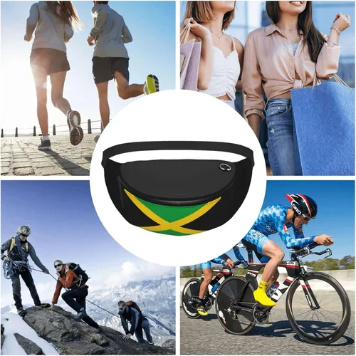 Miniatura 9 de Riñonera cruzada con la bandera de Estados Unidos, para hombres y mujeres, para viajes, caminar, correr, senderismo, pesca., Bandera de Jamaica