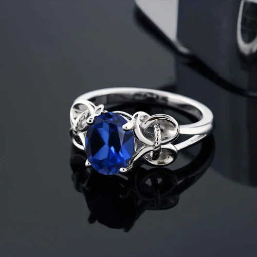 Miniatura 81 de Gem Stone King Anillo de compromiso ovalado con piedra natal para mujer, plata de ley 925, ovalado de 0.354 x 0.276 in, anillo de compromiso