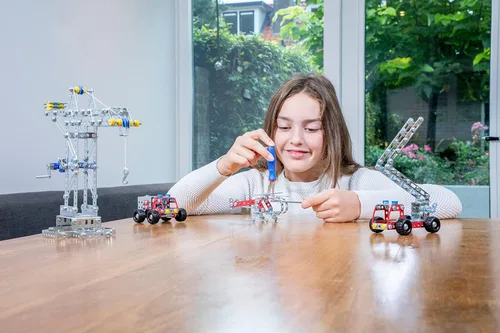 Miniatura 2 de Eitech Kit de construcción de grúa motorizada de lujo de la serie exclusiva, introducción a la ingeniería y el aprendizaje STEM, acero