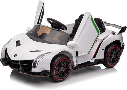 Miniatura 11 de Winado Auto eléctrico para niños de 12V, vehículo con licencia Lamborghini Veneno, juguete de auto con batería, control parental, puertas Rosa