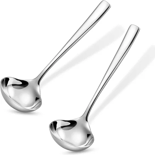 KEAWELL Louis - Cucharón para salsa de 7.5 pulgadas, mini cucharón de acero inoxidable 18/10, apto para lavavajillas (2)