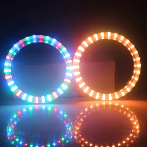 Miniatura 9 de Qasim 1 par de anillos de halo LED RGB de 80 mm con 30 SMD 3535, ojos de ángel para motocicleta y coche, luz DRL, luz antiniebla, señal de giro