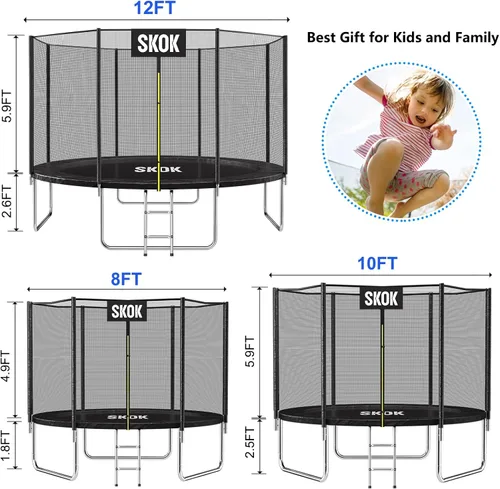 Miniatura 7 de SKOK Trampoline for Kids,400LBS Outdoor Trampoline with Net-ASTM Approved Trampoline for Children and Adults Negro