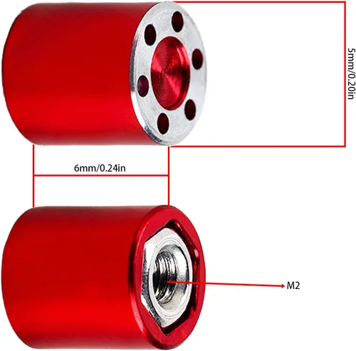 Miniatura 3 de DJX 4 piezas de aluminio M2 tuerca de rueda tuerca central tuerca de bloqueo para Axial SCX24 AXI90081 AXI00004 Jeep C10 actualizaciones 1/24 RC Rojo