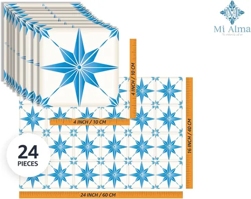 Miniatura 3 de Adhesivos para azulejos Mi Alma, 24 unidades, Talavera, plantillas de pared, calcomanías para despegar y pegar, fácil aplicación, ideal para baño