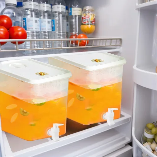 Miniatura 5 de Dispensador de bebidas para refrigerador, dispensador de bebidas de plástico con espita, recipiente de jugo sellado con pantalla de filtro, jarra