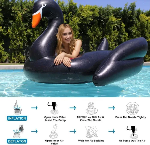 Miniatura 9 de Flotador gigante para piscina, cisne negro, juguete inflable para fiesta de piscina, piscina, salón, balsa con múltiples cámaras de inflado