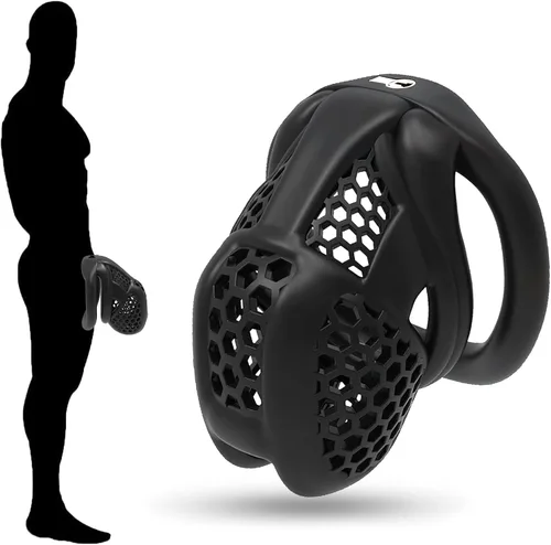 Miniatura 6 de Jaula de castidad masculina, jaula ligera de resina para pene masculino, dispositivo de castidad masculina, juguetes sexuales para hombres con 4