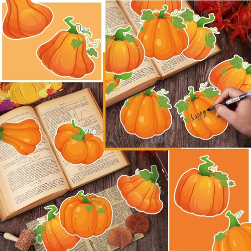 Miniatura 4 de Zhanmai 60 piezas de calabazas de Acción de Gracias, decoración de tablón de anuncios de otoño, Acción de Gracias, recortes de calabaza de papel