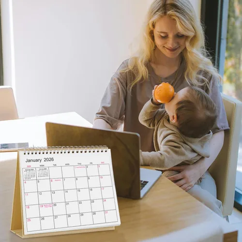 Miniatura 7 de SKYDUE Calendario de escritorio pequeño 2026-2027, de abril de 2026 a diciembre de 2027, calendario de escritorio pequeño de 21 meses con Papel kraft