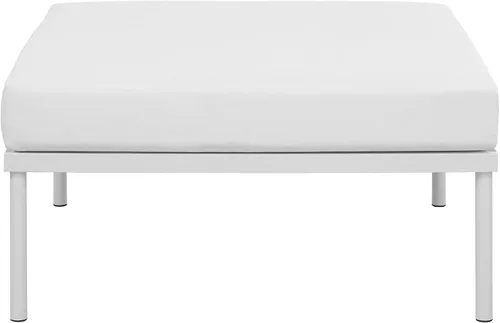 Miniatura 5 de Modway Harmony - Otomana de aluminio para patio al aire libre con cojín en blanco y blanco