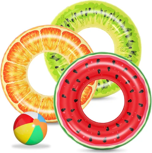 Miniatura 9 de Jasonwell Flotadores inflables para piscina, fiesta, lago, playa, niños y adultos, paquete de 4 flotadores, tubos de piscina, anillos de natación