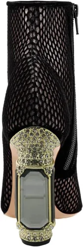 Miniatura 93 de FSJ Botas de tacón alto con punta puntiaguda para mujer, con tacón alto, con cremallera lateral brillante, estilo casual, para uso diario, zapatos