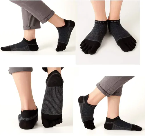 Miniatura 5 de VWELL Calcetines de algodón con dedos de cinco dedos, calcetines deportivos para correr, 4 pares, talla 7-11