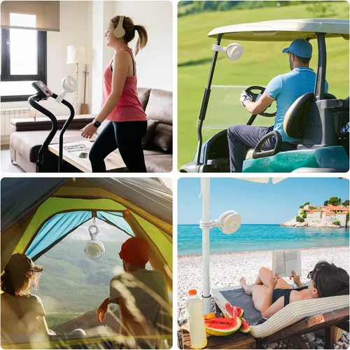 Miniatura 8 de JISULIFE Mini ventilador de cochecito de 4000 mAh funciona con 4 velocidades, recargable 720° giratorio, clip para asiento de bebé, cuna, carrito