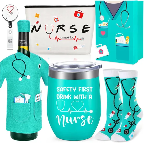 Yinder Cna Week Regalos para mujeres 2026 Regalo de agradecimiento de enfermería certificado, caja de regalo de asistente de enfermería, calcetines