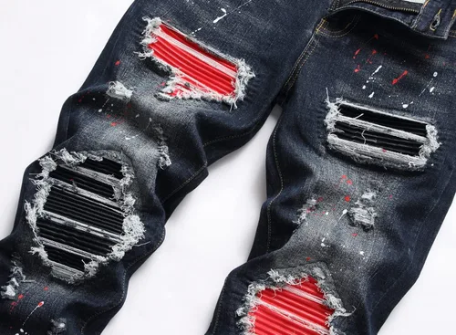 Miniatura 6 de AITITIA Jeans elásticos rasgados de ajuste regular para hombre