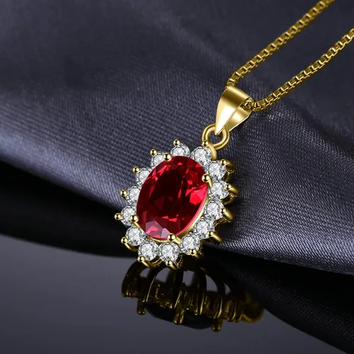 Miniatura 36 de JewelryPalace Princess Diana Kate Middleton Natural Amethyst Citrine Garnet Peridot Topaz Created Ruby Sapphire Simulated Emerald Pendant Necklace