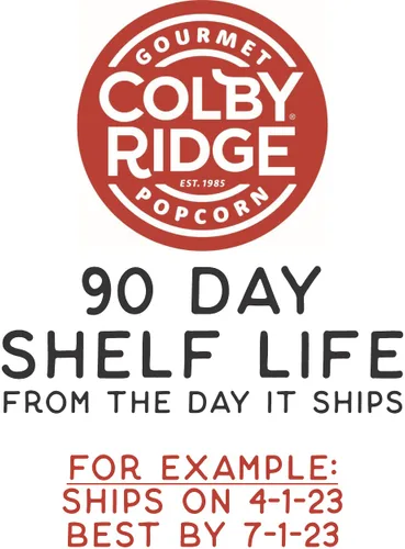 8 Gal. (128 tazas) muestras de palomitas de maíz, Colby Ridge