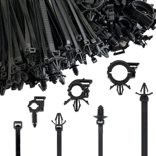 Miniatura 9 de Paquete de 80 bridas de nailon para montaje a presión, 8.3 x 0.18 pulgadas, nailon resistente, autobloqueo, resistente a los rayos UV, surtido