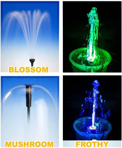 Miniatura 2 de Lewisia Kit de bomba de fuente de agua con cabezal rociador de hongos y flores, cable listado de 6 pies para estanque Koi, fuente de acuario
