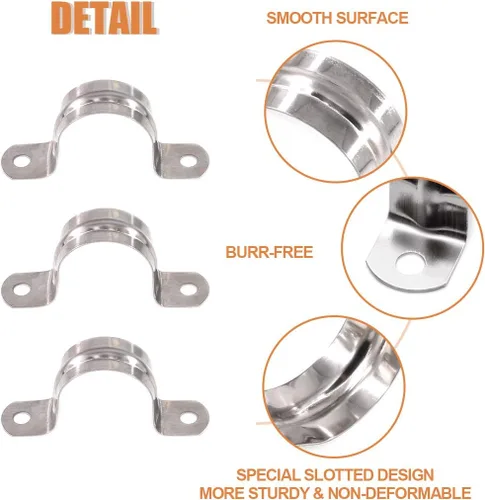 Miniatura 6 de Keadic 30 Uds M32 Dos Agujeros Correa U Soporte Tubo Correa Tensión Clips Acero Inoxidable Resistente Tubo Rígido Abrazadera