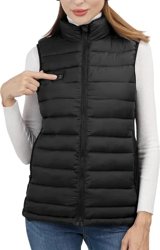 Miniatura 4 de Loowoko Chaleco acolchado para mujer, chaleco corto de moda de invierno, ligero, sin mangas, cálido, chaleco acolchado, abrigo acolchado