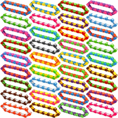 Paquete de 92 juguetes para ansiedad de 24 eslabones con pistas locas a presión y clic, juguete de serpiente para recuerdos de fiesta, cadenas de