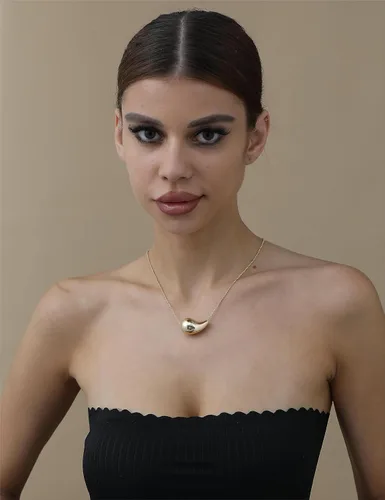 Miniatura 4 de Collar de gota, con forma de lágrima, chapado en oro de 14 quilates, hipoalergénico con dije de gota de agua para mujer