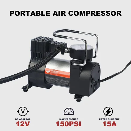 Miniatura 3 de Kit de emergencia para automóvil en carretera, resistente, de alta calidad, incluye cables de puente de 13 pies, compresor de aire portátil, correa
