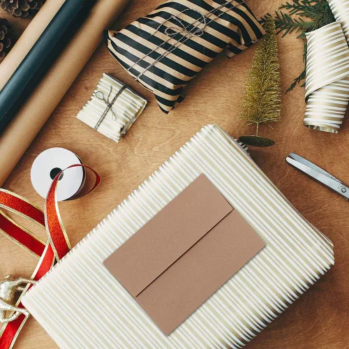 Miniatura 5 de 150 sobres de invitación A2 a granel en papel kraft marrón autoadhesivo de 4 3/8 x 5 3/4, sobres de devolución RSVP, 100 libras. Papel