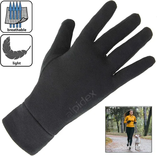 Miniatura 3 de ALPIDEX Guante interior guantes ligeros para correr, forro delgado y cálido, para deportes de invierno, para hombres y mujeres, guantes interiores