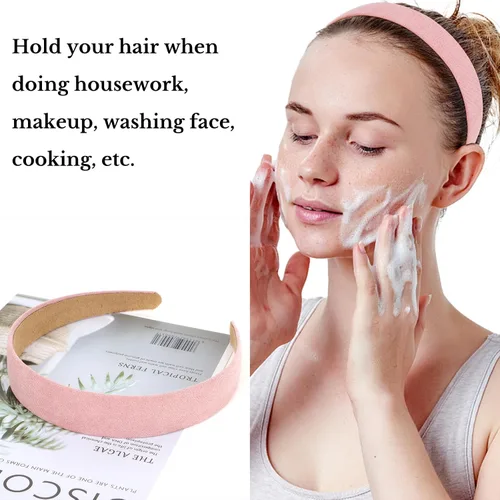Miniatura 2 de Wecoe 10 diademas de gamuza para mujer, de 1 pulgada de ancho, color rojo, blanco, negro, rosa, morado, azul, verde, bandas antideslizantes